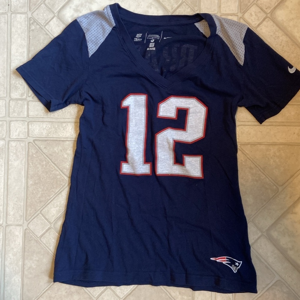 NFL Patriots Tom Brady 12 Womans size small T-shirt mesh shoulders